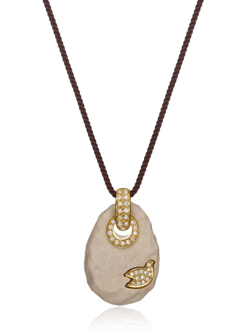 Dove Gold Pendant With Jerusalem Stone, Gold and Diamonds