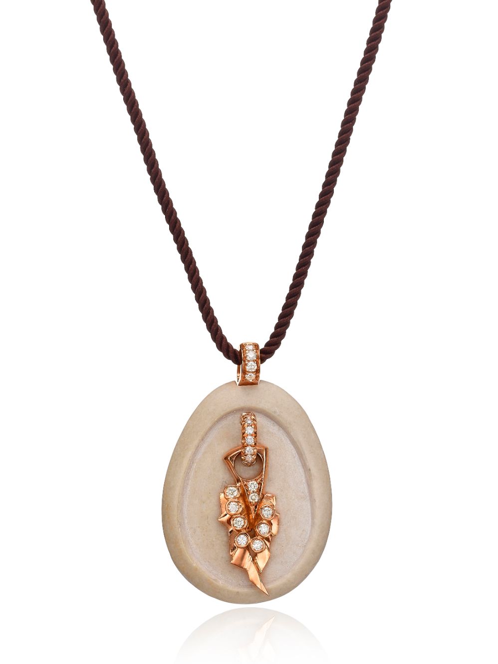 The Seven Species of the land of Israel, the Wheat Pendant made with Temple Mount stone set in Gold, and Diamonds