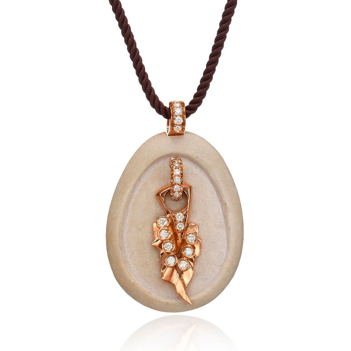 The Seven Species of the land of Israel, the Wheat Pendant made with Temple Mount stone set in Gold, and Diamonds