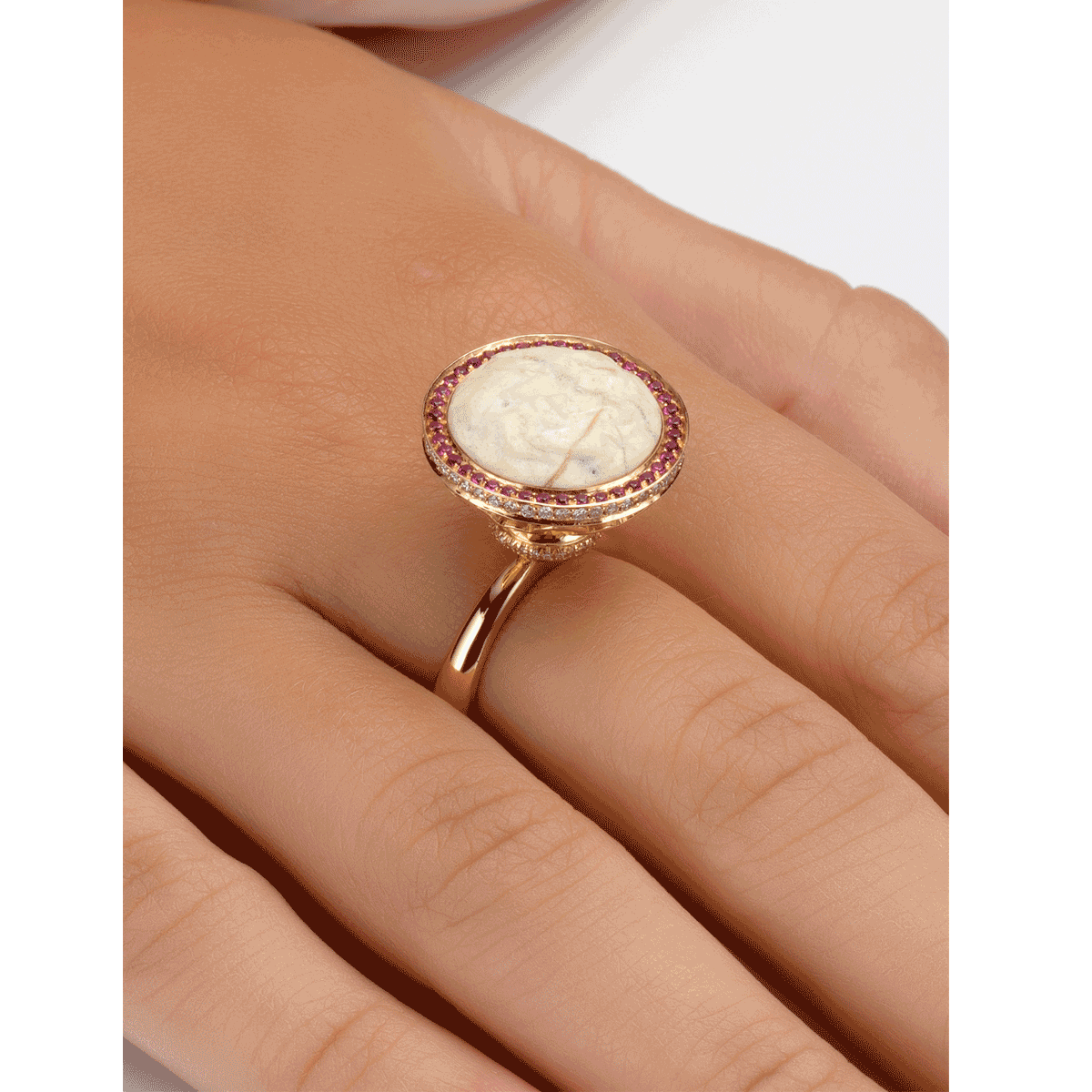 Temple Mount Stone Ring, Ruby, Diamonds & Gold
