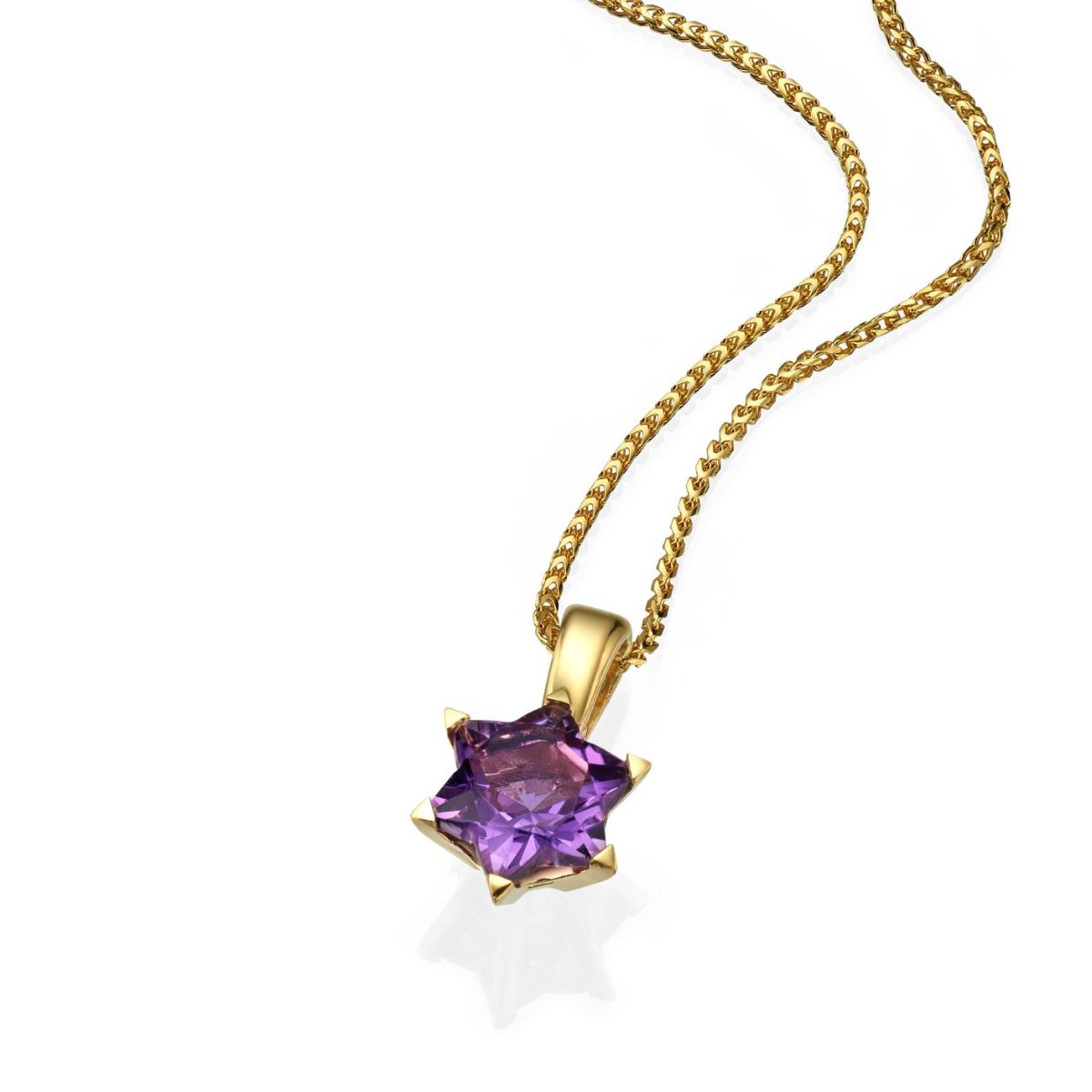 Amethyst Star Of David Pendant in Yellow Gold