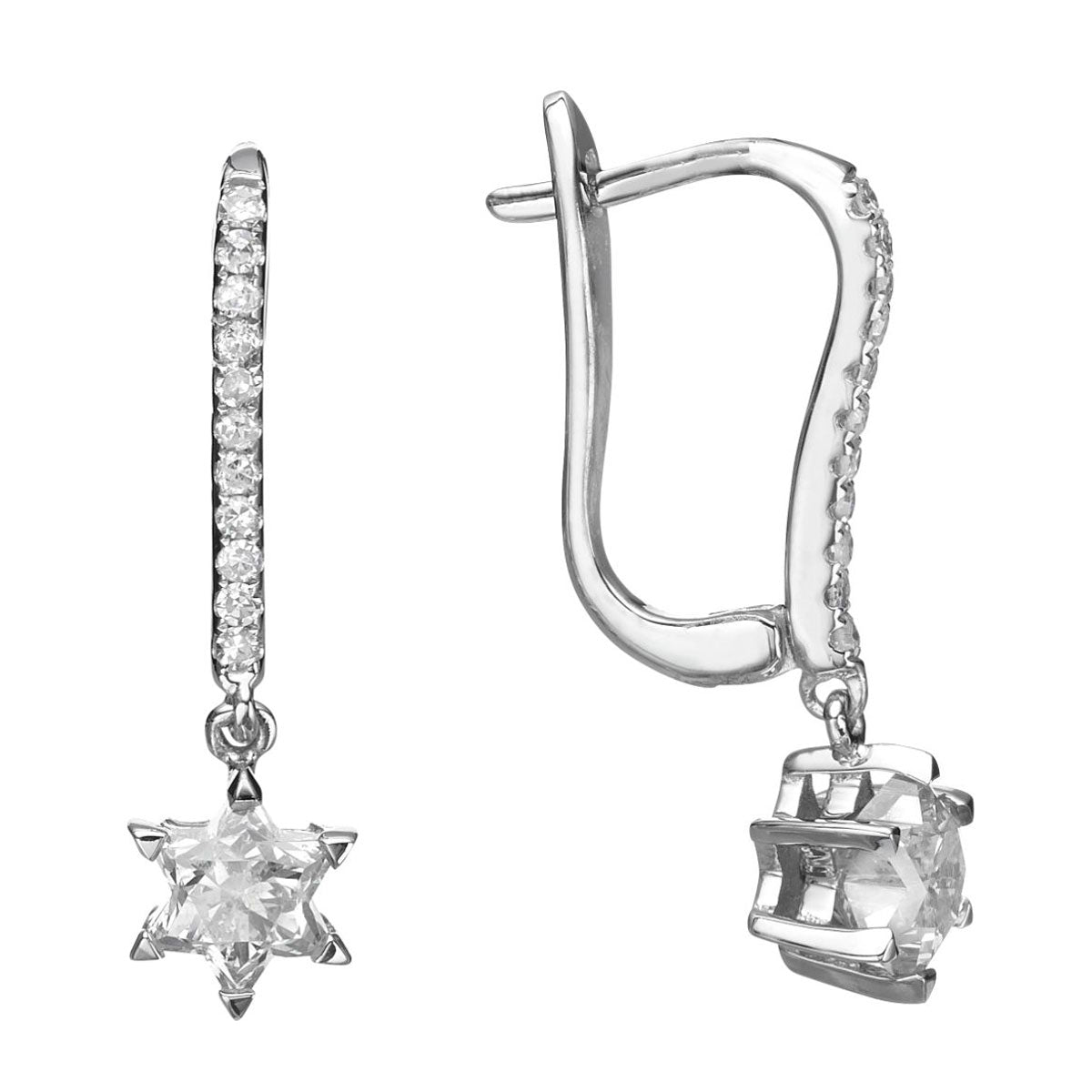 Star Of David Diamond Earrings in Gold