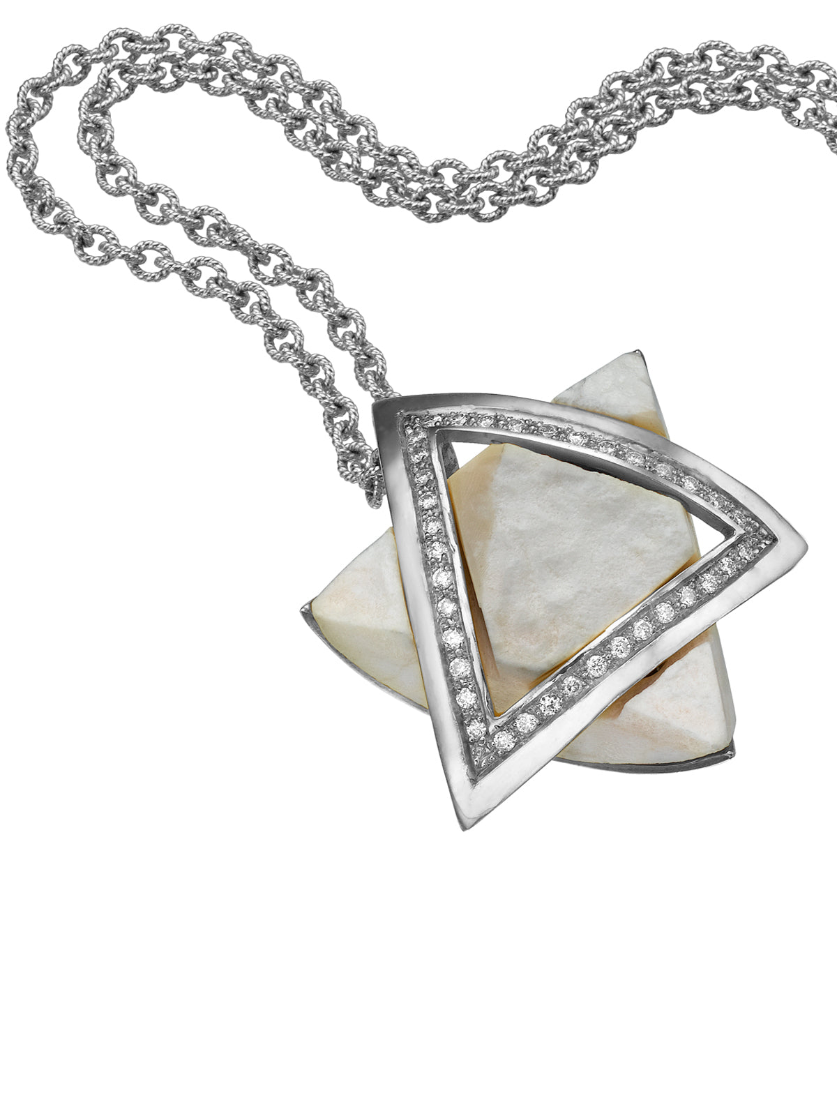 Star of David Diamond Pendant, Moriah’s Collection with The Jerusalem Stone and white Gold