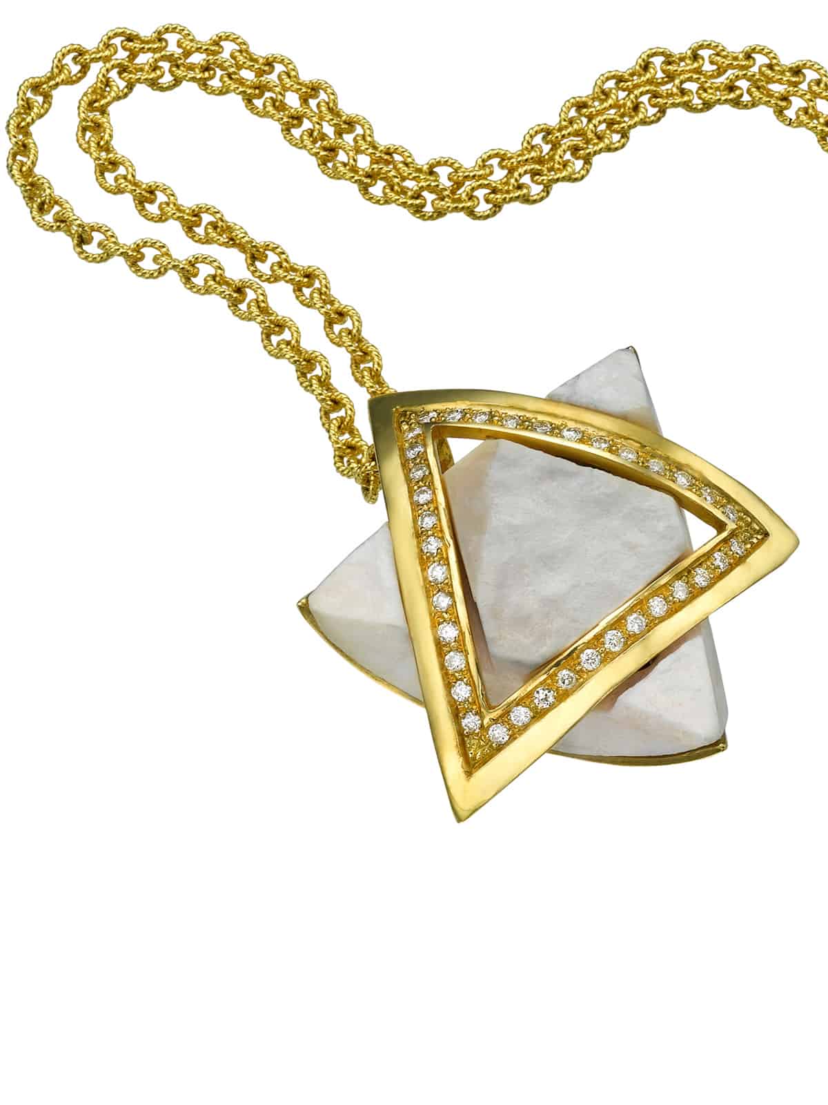 Star of David Pendant with 36 Diamonds, 18K Gold