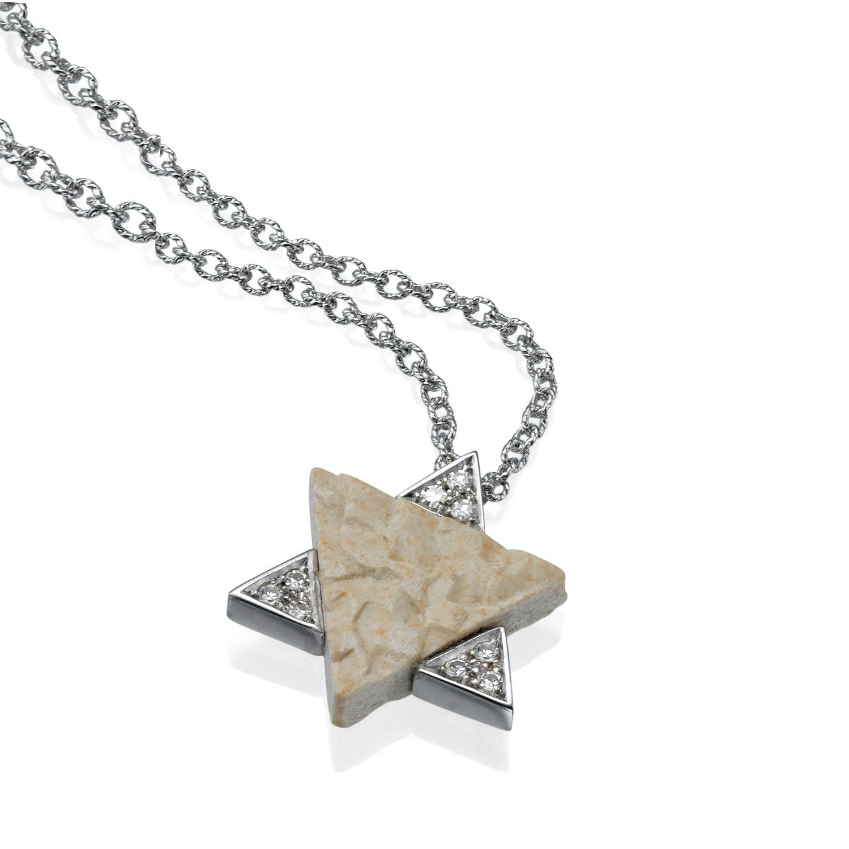 The Star of David pendant, the stone of the Temple Mount, gold and diamonds