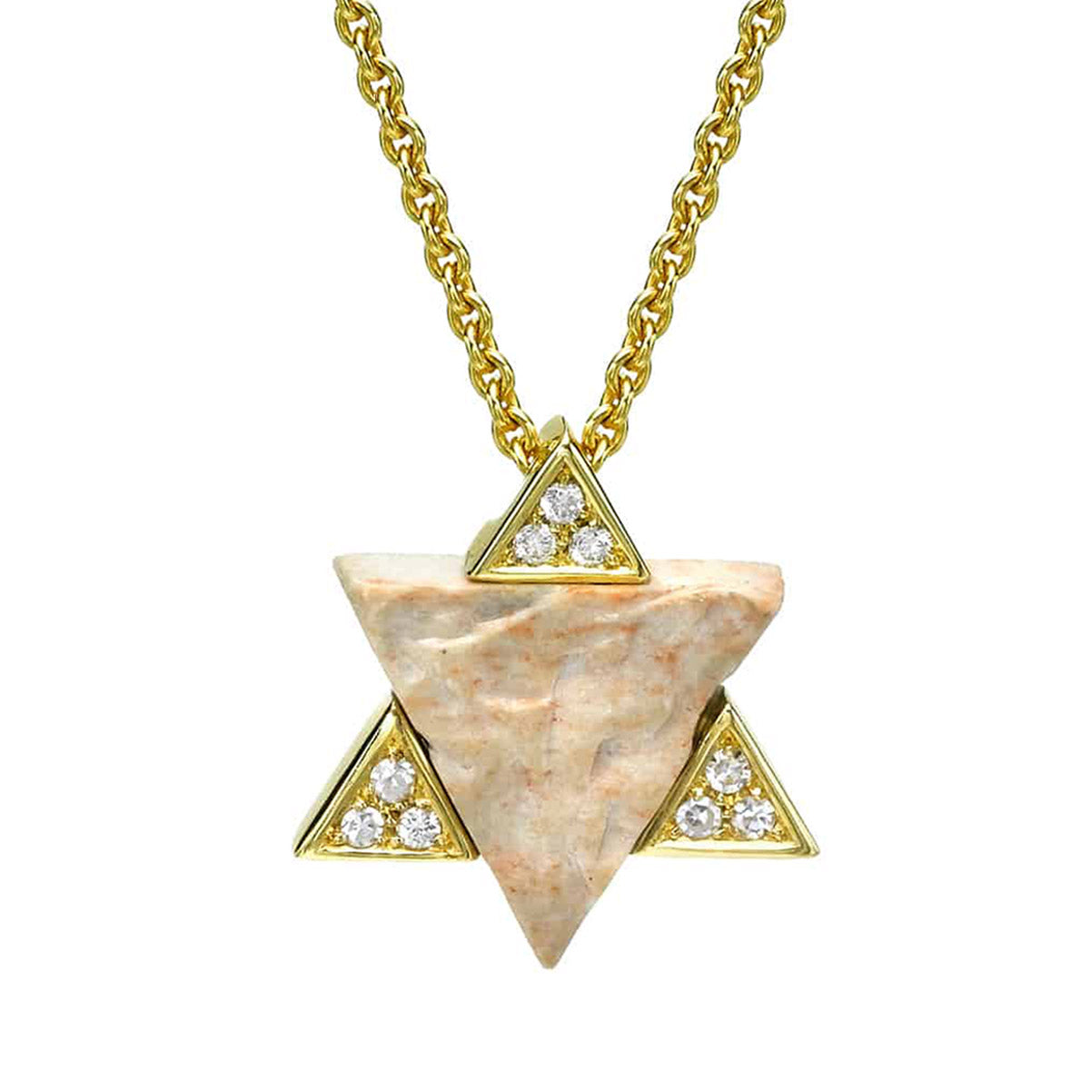 Star of David pendant yellow gold and diamonds