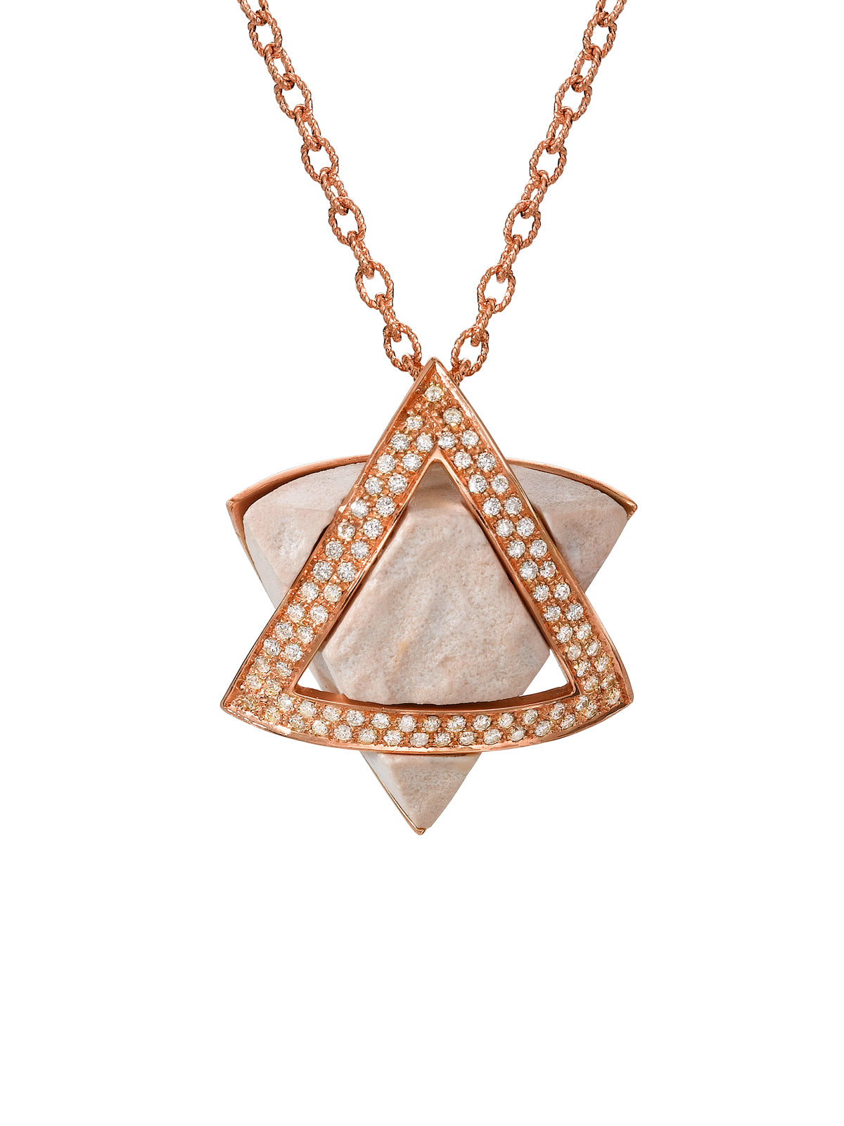 Star of David Pendant Temple Mount Stone, Diamond & rose Gold