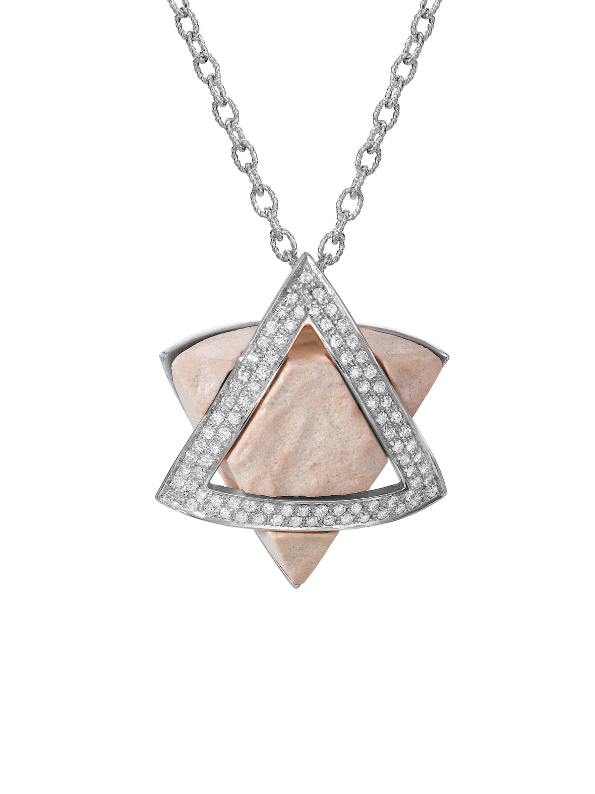 Star of David Pendant Temple Mount Stone, Diamond & white Gold