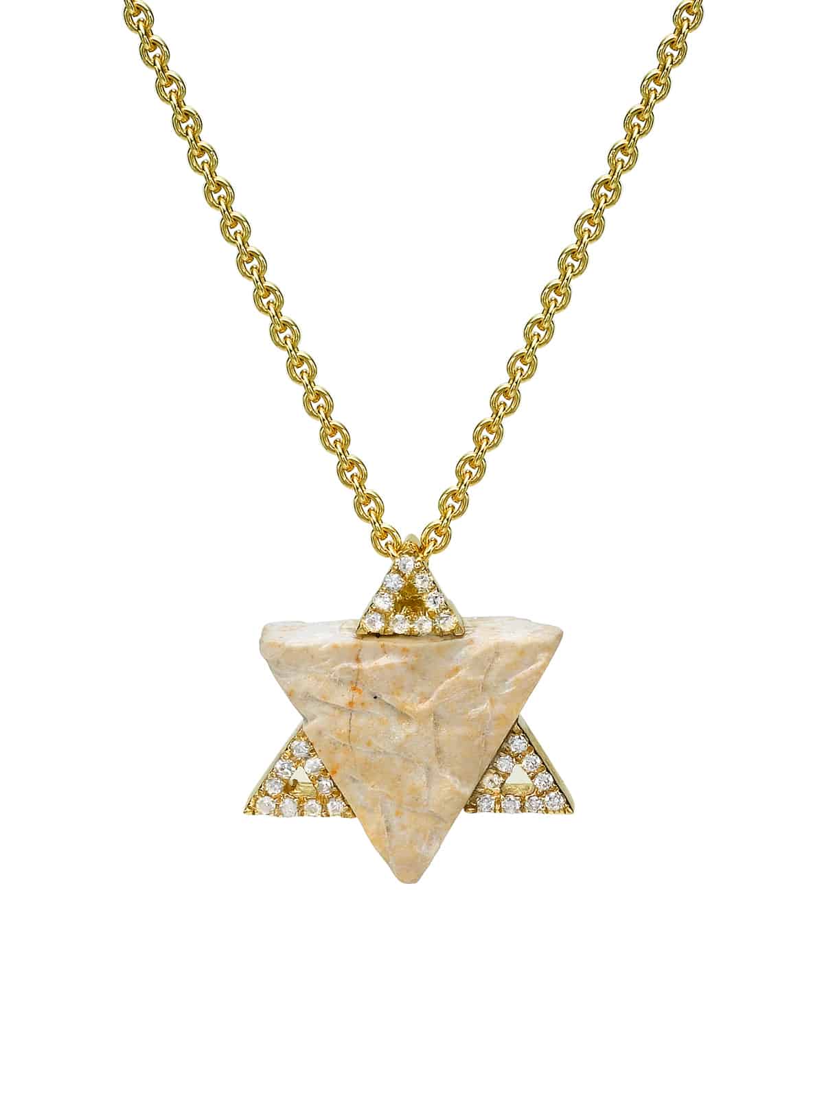 Star of David Pendant, 18K Rose Gold and Diamonds Three Triangular