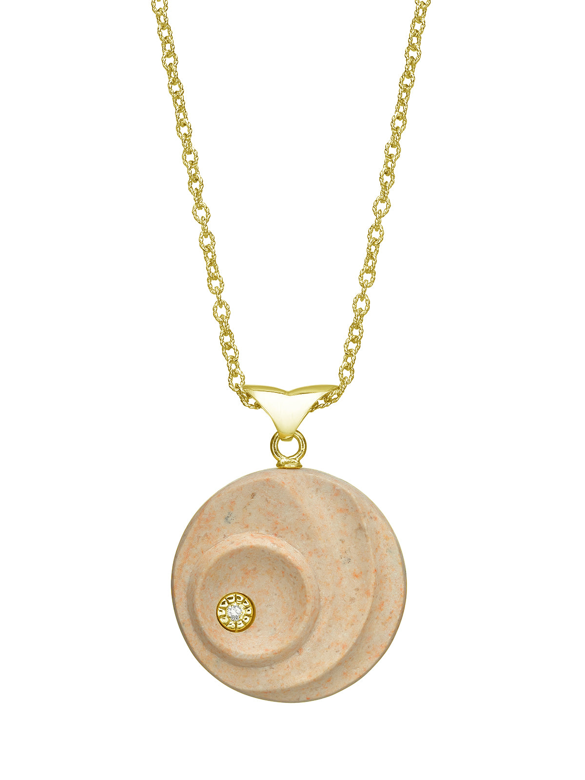Moriah’s Diamond Jewelry Collection with Temple Mount Stone. Gold and Diamond Circles Pendant set with a single diamond
