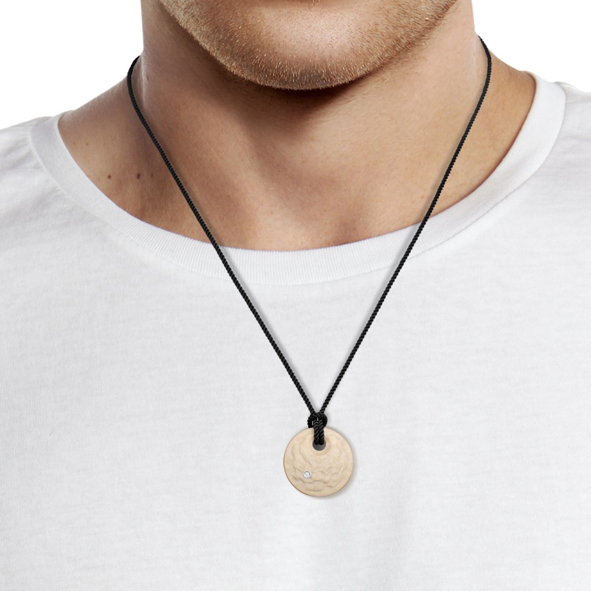 Temple Mount Stone Round Pendant Gold & Diamond