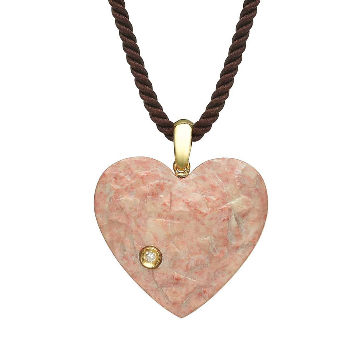 Heart shape pendant yellow gold and diamond made from Temple Mount stone