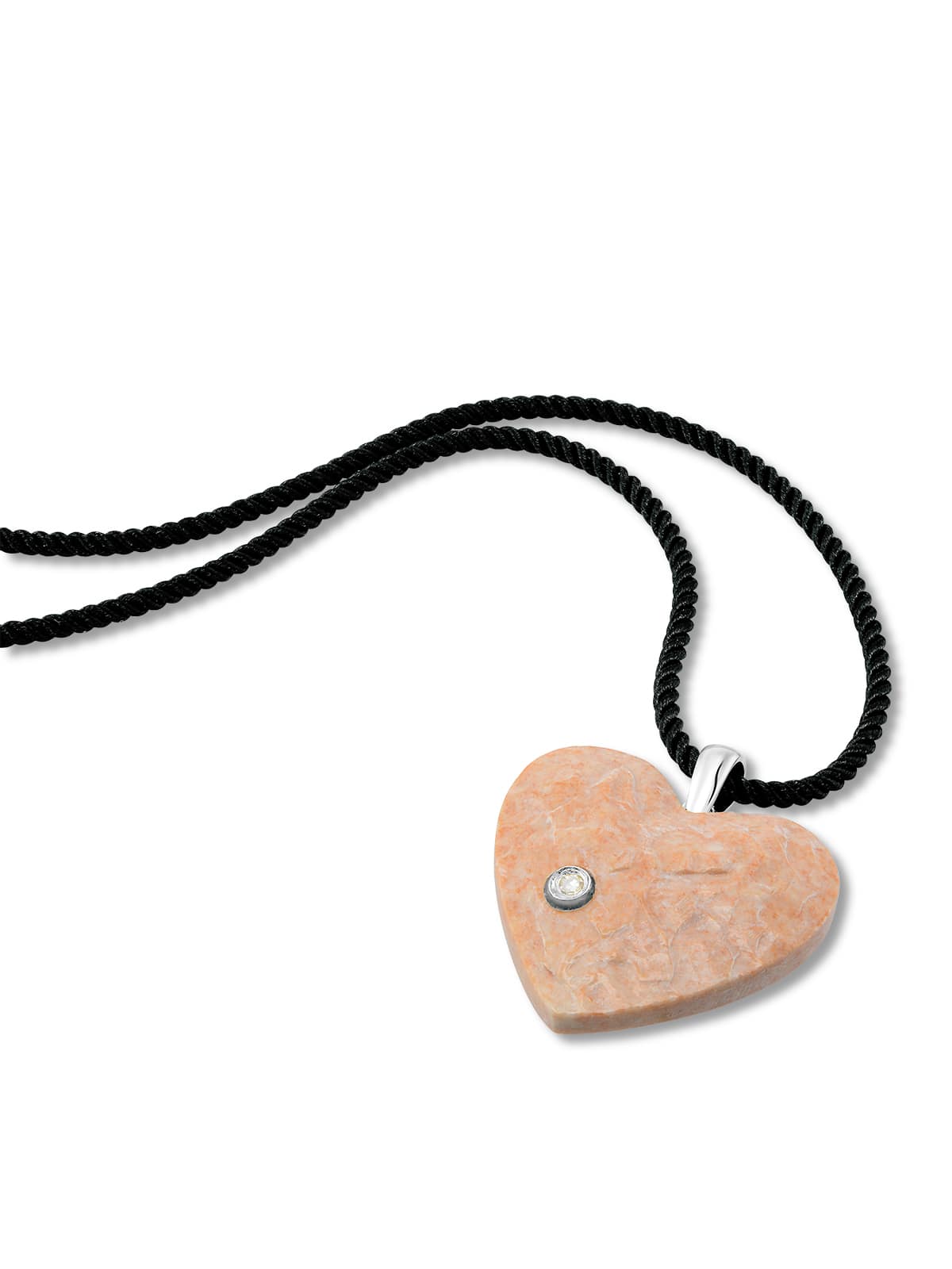 Temple Mount Stone Heart Shaped Pendant, 14K Gold and Diamond