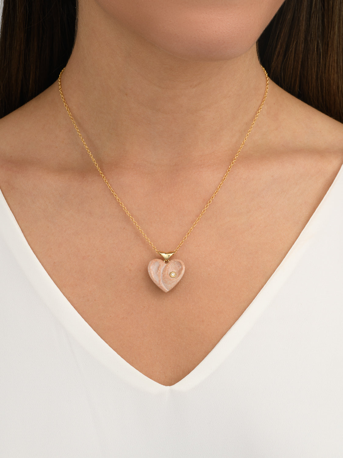 Heart Shaped Pendant with Temple Mount Stone, Gold, and Diamonds