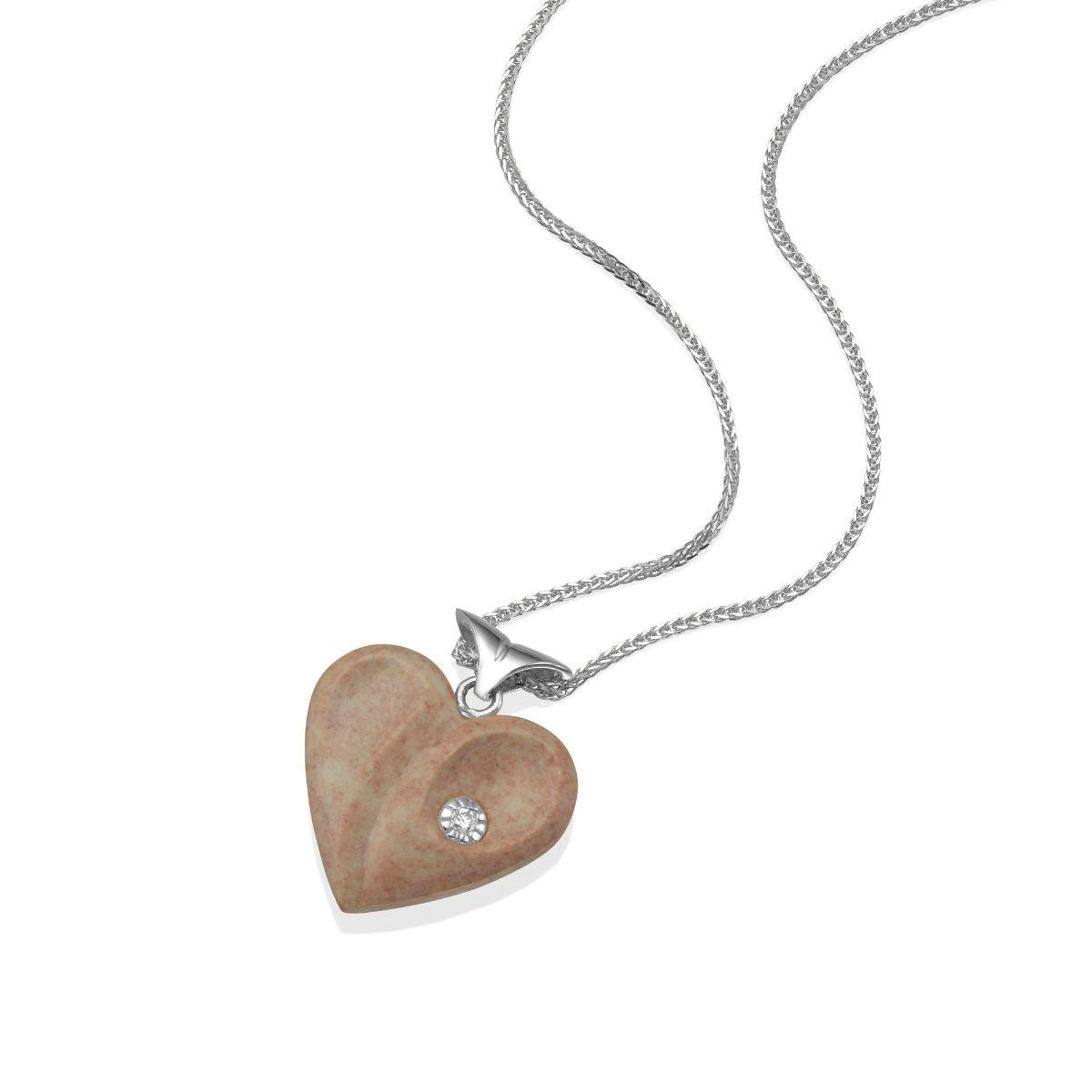 Heart Shaped Pendant with Temple Mount Stone, Gold, and Diamonds
