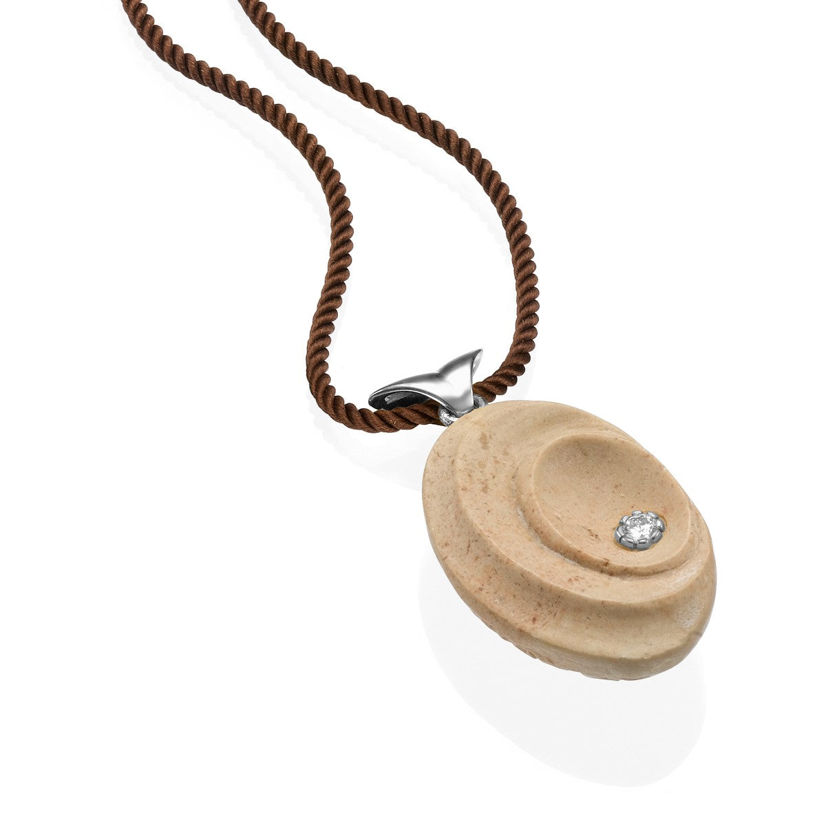 Moriah Collection – Oval Pendant with Temple Mount Stone, Gold, and Diamonds