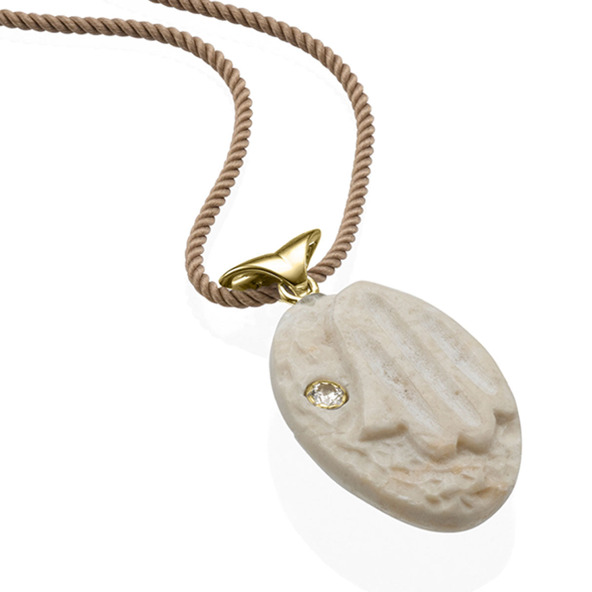 Hamsa Necklace With Jerusalem Stone 14K Gold