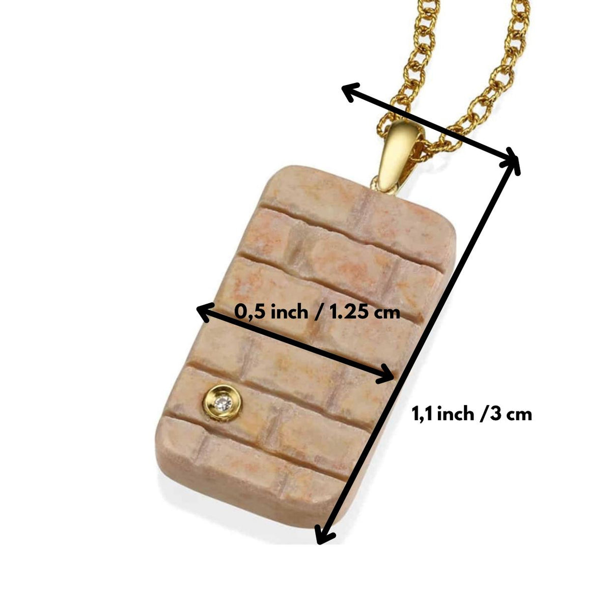 Western Wall Pendant, Temple Mount Stone Gold and Diamond