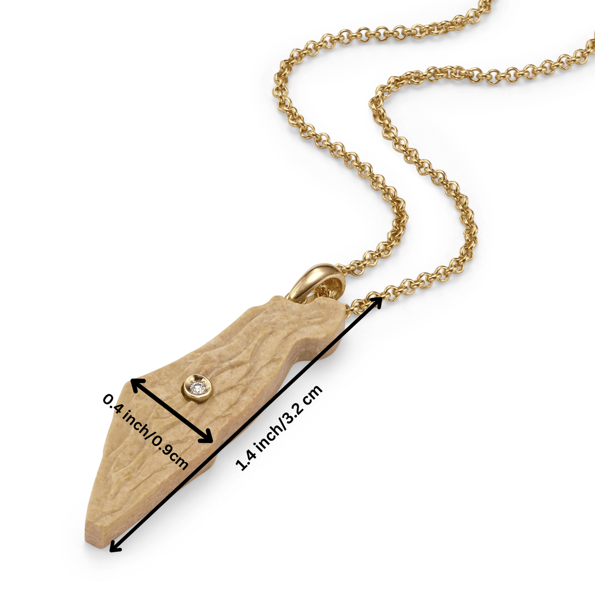 Israel Map Pendant, Temple Mount Stone and Diamond