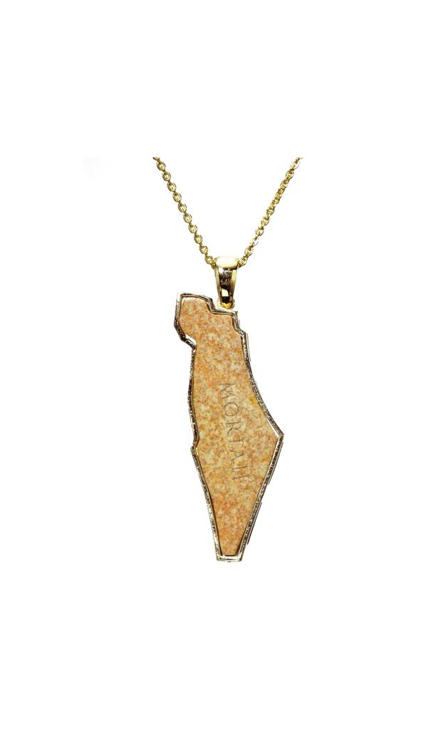 Israel Map Pendant with Star of David, Temple Mount Stone, Gold and Diamond