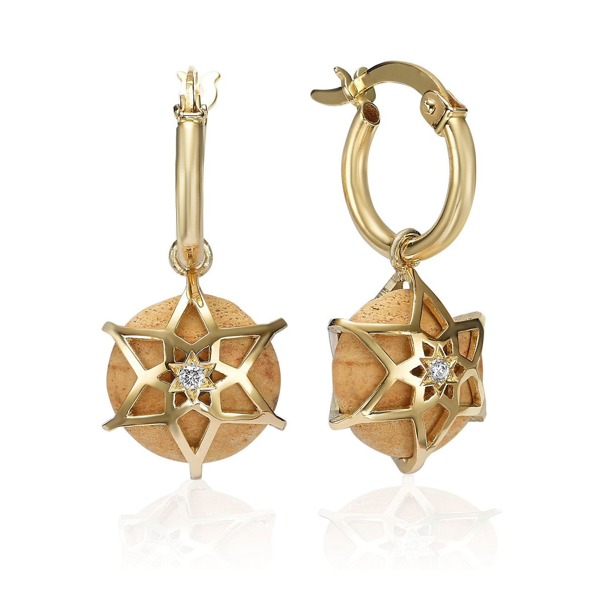 Star of David Earrings Gold and Diamonds