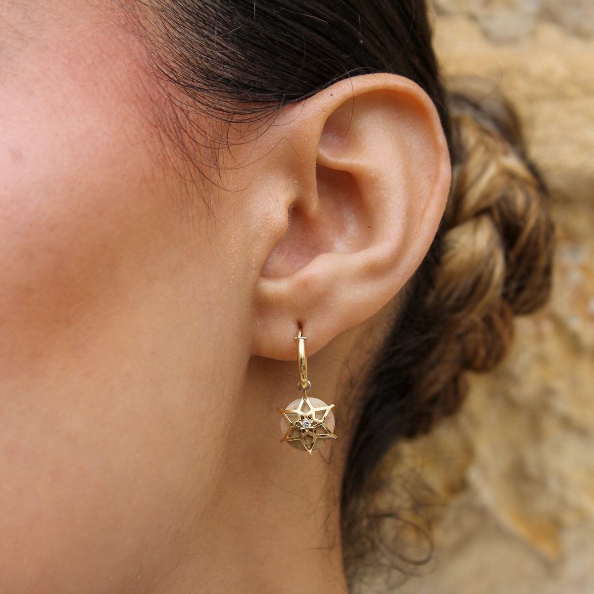 Star of David Earrings Gold and Diamonds