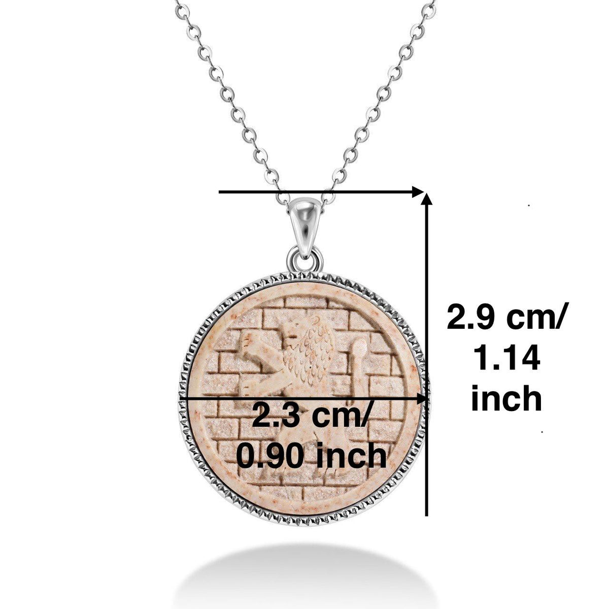 Rise Like a Lion, Round Temple Mount Stone Pendant