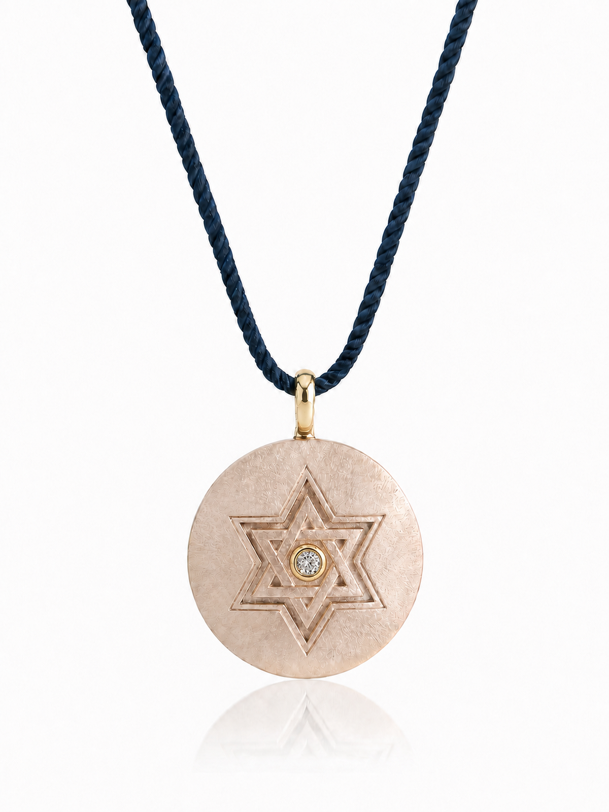 Star of David 14K Yellow Gold and Diamond Pendant