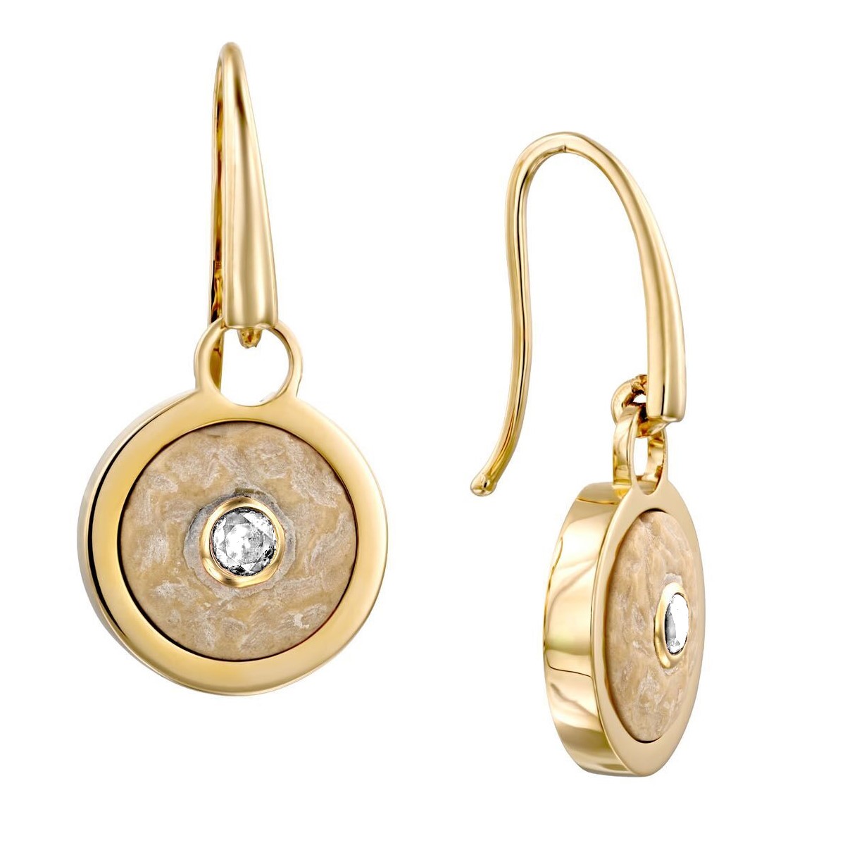 Diamond Circle of Faith Earrings With Jerusalem Stone